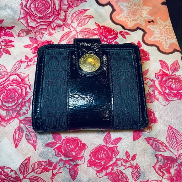 Coach Black monogram leather and nylon bifold wallet - Picture 1 of 4